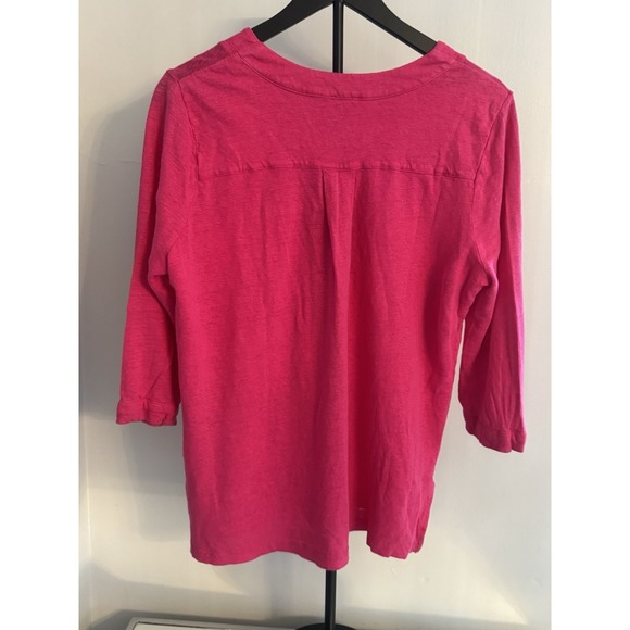 Chico's 100% Linen Tunic Pink V-Neck 3/4 Sleeve Women's Size 2 (L) - Picture 2 of 7